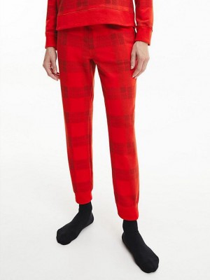 Red Calvin Klein Pyjama - Modern Cotton Women Pants | CZKM-15407