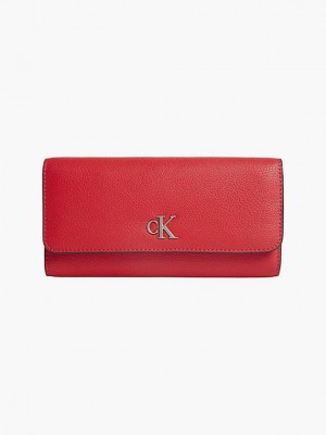 Red Calvin Klein Recycled Longfold Women Wallet | ZVDC-92385