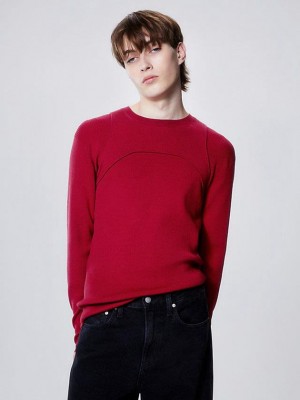 Red Calvin Klein Slim Harness Detail Jumper Men Sweater | KGTP-32910