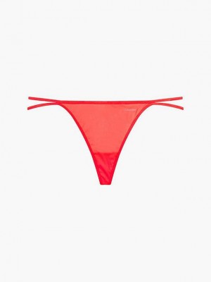 Red Calvin Klein String - Sheer Marquisette Women Thong | DTFR-57298