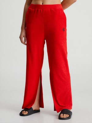 Red Calvin Klein Towelling Beach - CK Monogram Women Pants | LBOV-35491