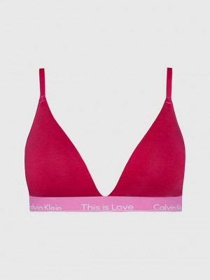 Red Calvin Klein Triangle - Pride Women Bra | LWED-31546