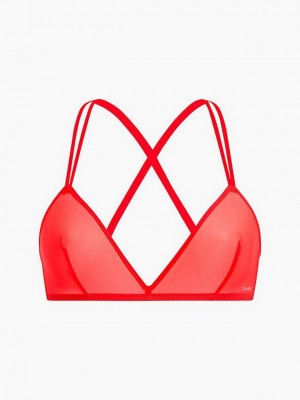 Red Calvin Klein Triangle - Sheer Marquisette Women Bra | XSCJ-69287