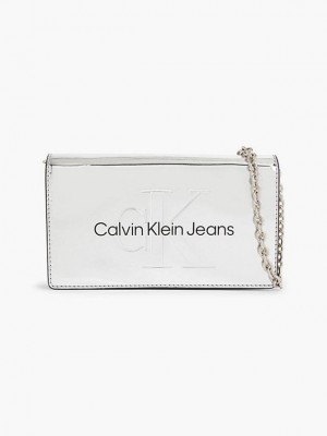 Silver Calvin Klein Crossbody Phone Pouch Women Bags | WASG-12754