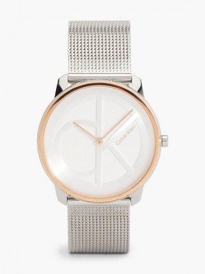 Silver Calvin Klein Iconic Mesh Women Watch | FZAI-57289