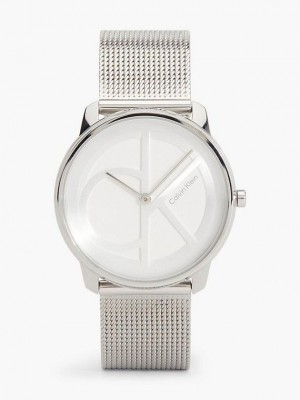 Silver Calvin Klein Iconic Mesh Women Watch | GZVX-86597