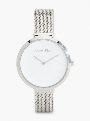 Silver Calvin Klein Minimalistic T Bar Women Watch | GOID-40513