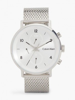 Silver Calvin Klein Modern Multifunction Men Watch | EUXW-40617