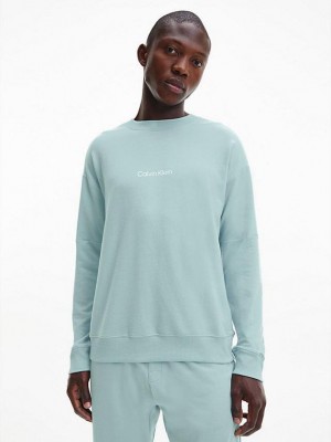 Turquoise Calvin Klein Lounge - Modern Structure Men Sweatshirt | CEWG-30621
