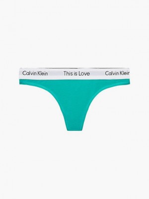 Turquoise Calvin Klein Pride Women Thong | DOTP-78614