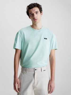 Turquoise Calvin Klein Recycled Cotton Men T-Shirt | TAOU-50632