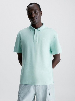 Turquoise Calvin Klein Regular Fit Men Polo Shirt | BNTF-42753