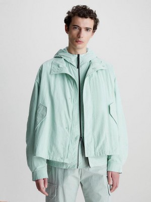 Turquoise Calvin Klein Relaxed Matt Blouson Men Jacket | WVER-63948