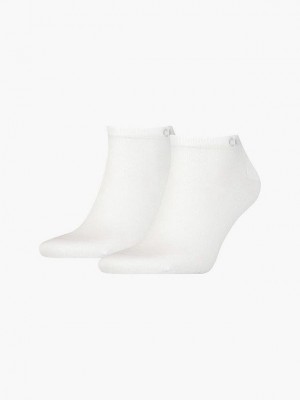 White Calvin Klein 2 Pack Ankle Men Socks | XWIC-34187