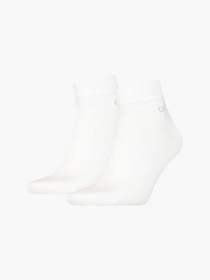White Calvin Klein 2 Pack Ankle Men Socks | BESY-39062