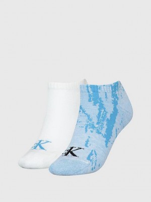 White Calvin Klein 2 Pack Ankle Women Socks | IBAU-60528