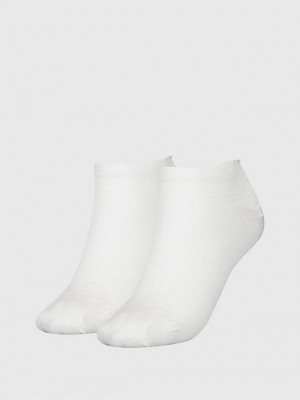 White Calvin Klein 2 Pack Ankle Women Socks | KIFY-94705