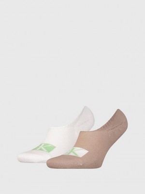 White Calvin Klein 2 Pack Invisible Men Socks | URLX-63021