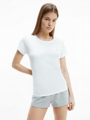 White Calvin Klein 2 Pack Lounge - CK One Women T-Shirt | NDPJ-12307