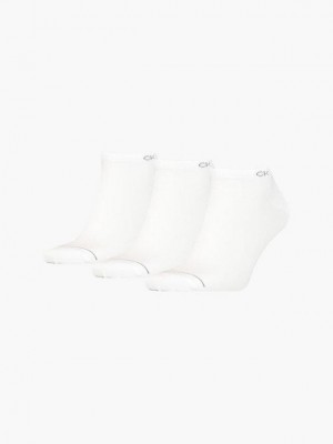 White Calvin Klein 3 Pack Ankle Men Socks | PQNU-04829