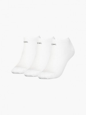 White Calvin Klein 3 Pack Ankle Women Socks | SYPN-17249