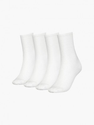 White Calvin Klein 4 Pack Crew Gift Set Women Socks | SAMX-93514