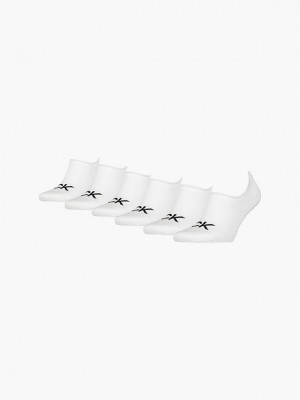 White Calvin Klein 6 Pack Invisible Men Socks | BPYT-46517