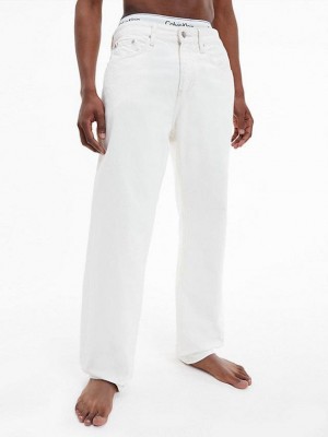 White Calvin Klein 90's Straight Men Jeans | MIPT-53061