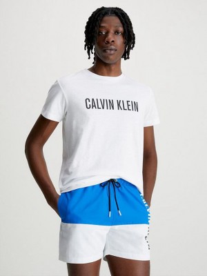 White Calvin Klein Beach - Intense Power Men T-Shirt | UFAQ-92610