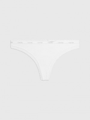 White Calvin Klein Bottoms Up Women Thong | DMKZ-48657