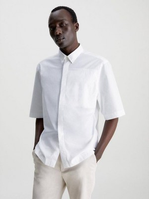 White Calvin Klein Boxy Poplin Men Shirts | ZAMU-97850