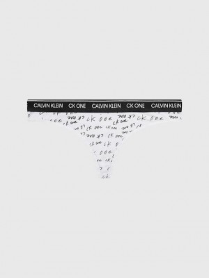 White Calvin Klein CK One Women Thong | EZNP-46032