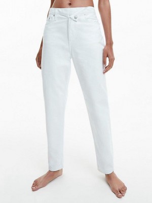 White Calvin Klein Coated Mom Women Jeans | SBLE-67513