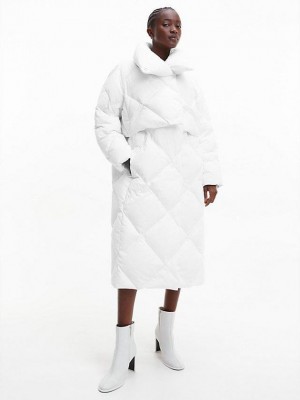 White Calvin Klein Convertible Padded Women Coat | UWRP-48961