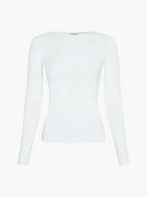 White Calvin Klein Cut Out Detail Jumper Women Sweater | PRGX-91720