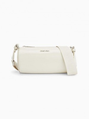White Calvin Klein Cylinder Crossbody Women Bags | FBJU-53841