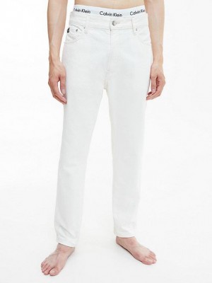 White Calvin Klein Dad Men Jeans | OQEL-90576