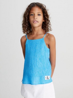 White Calvin Klein Denim Logo Girls's Skirt | YGIM-54709