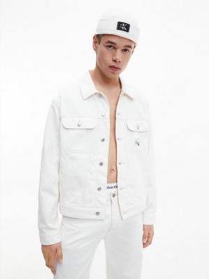 White Calvin Klein Denim Men Jacket | ORJC-89426