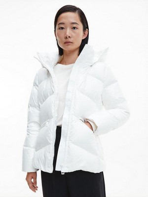 White Calvin Klein Down Women Jacket | PCUE-72951