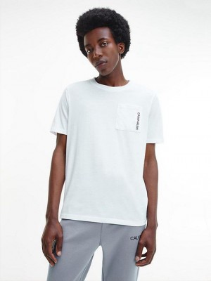 White Calvin Klein Gym Men T-Shirt | PBAC-57012