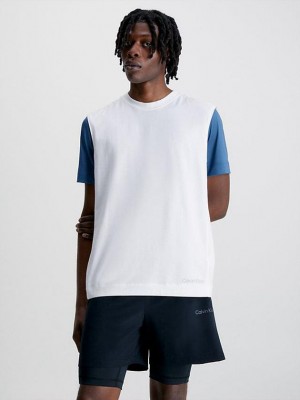 White Calvin Klein Gym Tank Men Top | VKNM-10586