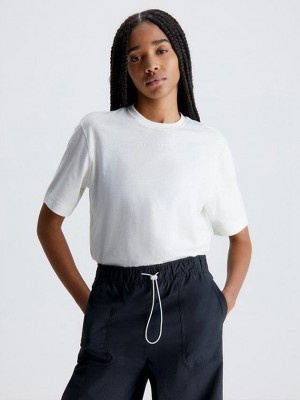 White Calvin Klein Gym Women T-Shirt | UNMX-97356