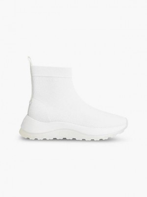 White Calvin Klein High-Top Sock Women Sneakers | LNXH-84356