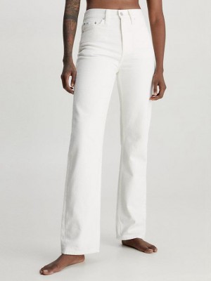 White Calvin Klein High Rise Straight Women Jeans | JPWM-83462