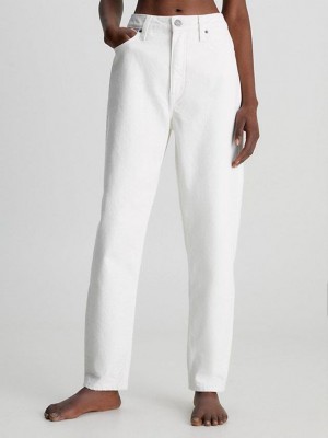 White Calvin Klein High Rise Tapered Women Jeans | HLOA-61357