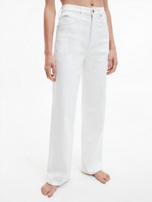 White Calvin Klein High Rise Wide Leg Women Jeans | DWLJ-62759