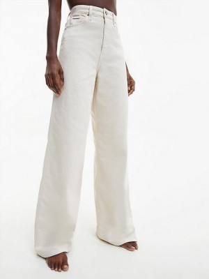 White Calvin Klein High Rise Wide Leg Women Jeans | YJVT-84361