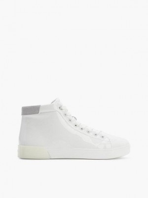 White Calvin Klein Leather High-Top Women Sneakers | UEQF-40267