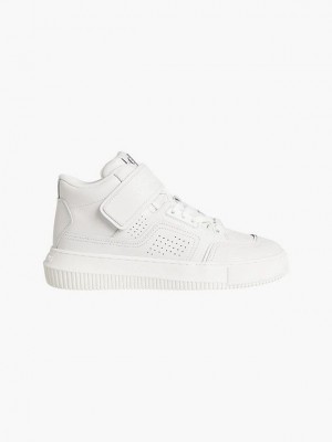 White Calvin Klein Leather High-Top Women Sneakers | NPQH-25716